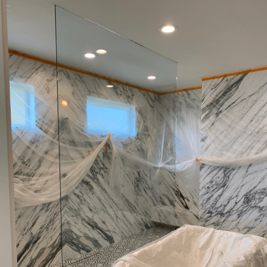 Glass shower panel install in Southern California